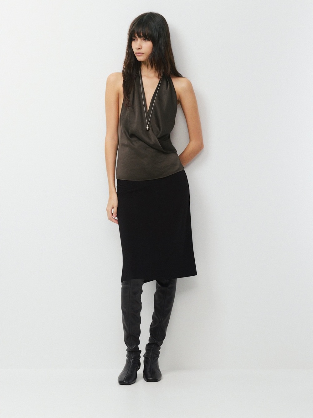 Wilfred Brown Satin Halter Top - Wilfred martini top